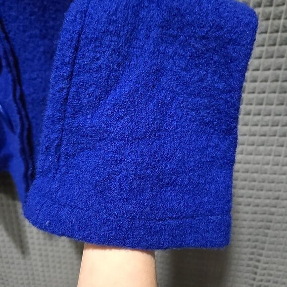 Y2K Wool Statement Sweater Jacket SzS/M Hooded Blue Mod Twee Glam Rock 60s 80s - Picture 8 of 16